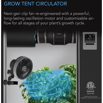 AC Infinity Cloudray S6 GEN2 csíptethető ventillátor 10 sebességes automatikus oszcilláló 150 mm 535m3/h