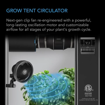 AC Infinity Cloudray S9 GEN2 csíptethető ventilátor 10 sebességes automatikus oszcilláló 225mm 688m3/h 