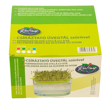Mikrozöld csíráztató üvegtál szűrővel