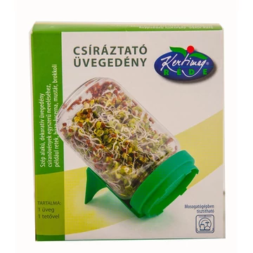 Mikrozöld csíráztató üvegedény szűrővel