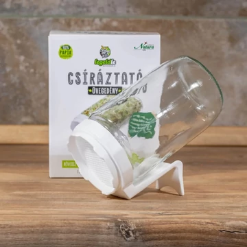 Mikrozöld csíráztató üvegedény szűrővel fehér