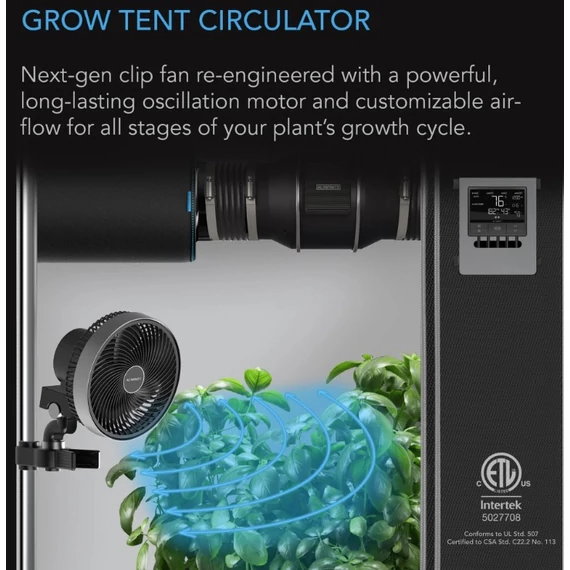 AC Infinity Cloudray S6 GEN2 csíptethető ventillátor 10 sebességes automatikus oszcilláló 150 mm 535m3/h