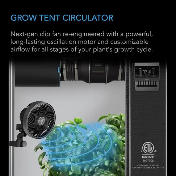 AC Infinity Cloudray S9 GEN2 csíptethető ventilátor 10 sebességes automatikus oszcilláló 225mm 688m3/h 