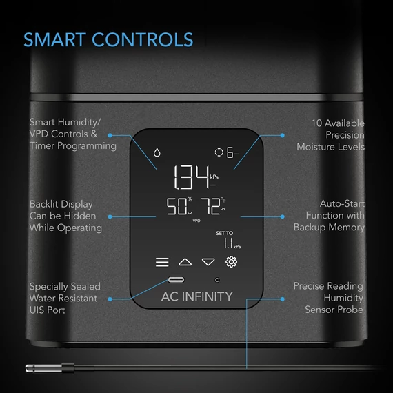 AC Infinity Cloudforget T7 párásító intelligens,célzott párakibocsátással 15 L