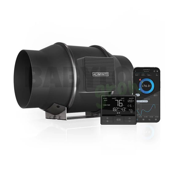 AC Infinity Cloudline pro T6 Inline ventillátor hőmérséklet és páratartalom szabályzóval 150 mm