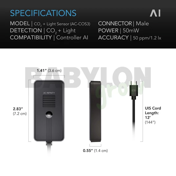 AC Infinity Controller AI+ CO2 + fényérzékelő