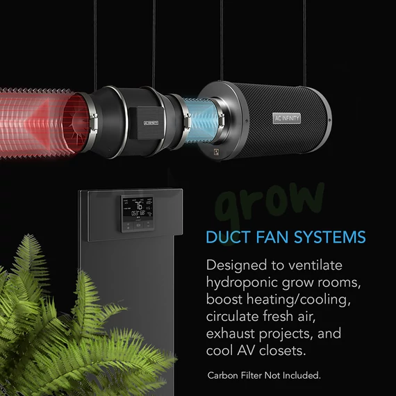 AC Infinity Cloudline T8 Inline ventilátor hőmérséklet és pára szabályzóval 200 mm 1371 m3/h