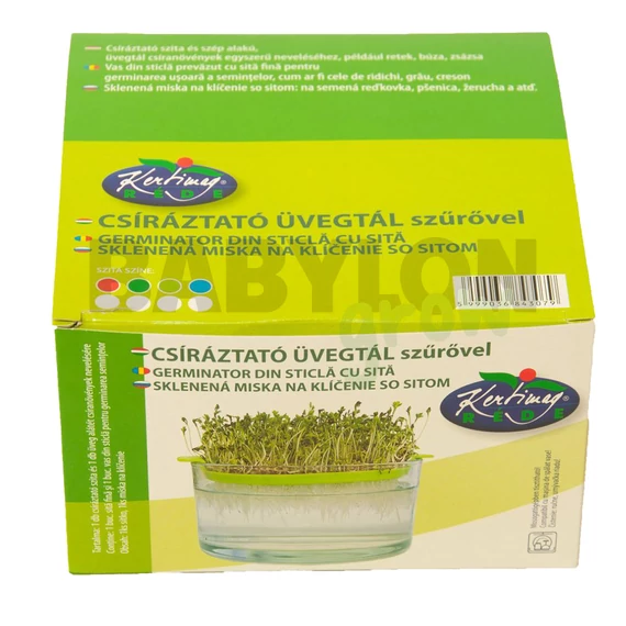 Mikrozöld csíráztató üvegtál szűrővel