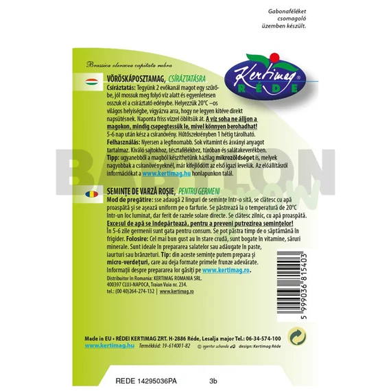 Mikrozöld mag vöröskáposzta 15 g
