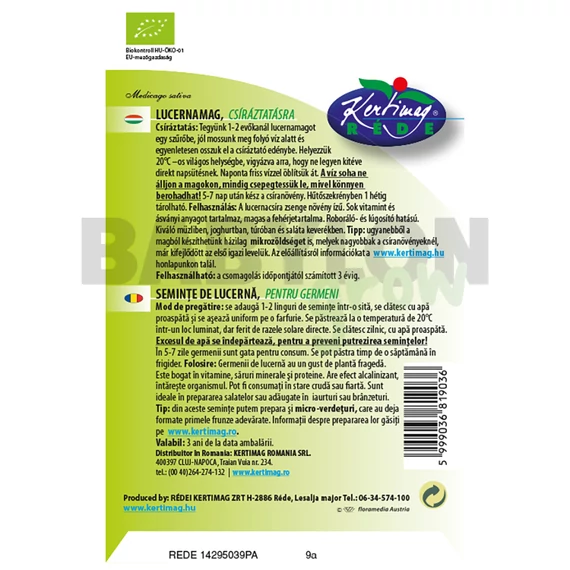 Bio mikrozöld lucerna mag  40 g