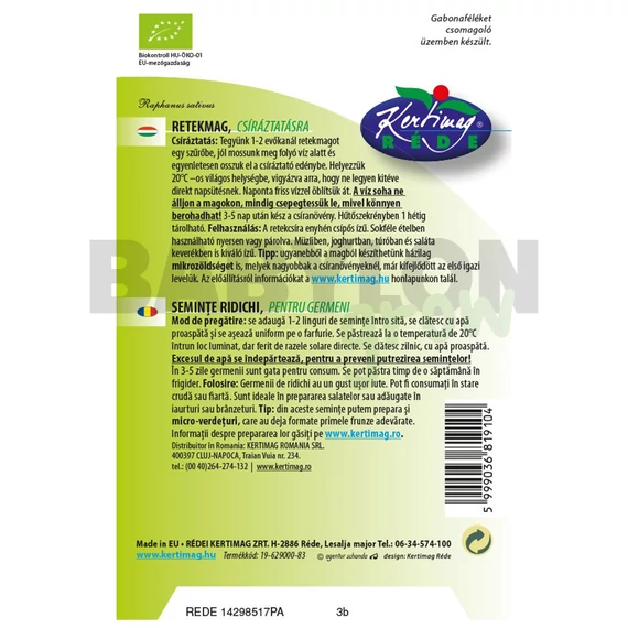 Bio mikrozöld retek mag 30 g