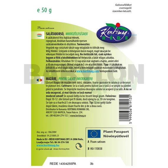 Mikrozöld salátaborsó mag 50 g