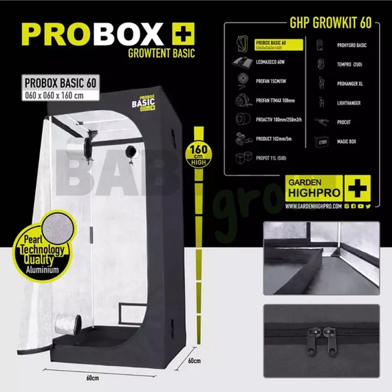 Garden Highpro Grow Box szett 60W / 60x60x160 cm