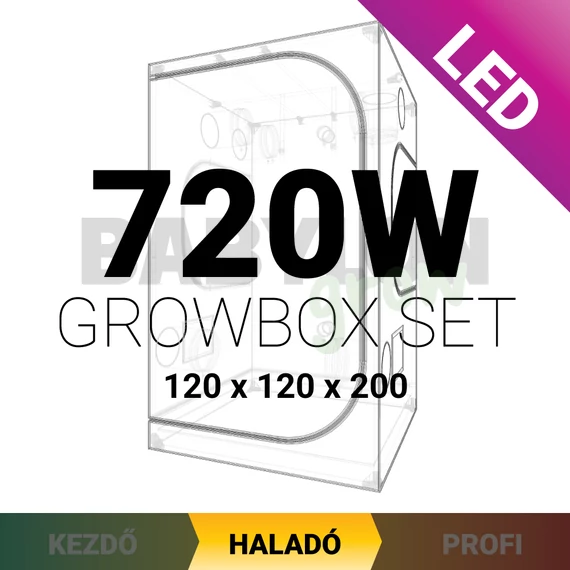Haladó LED Grow Box szett 720W / 120x120x200